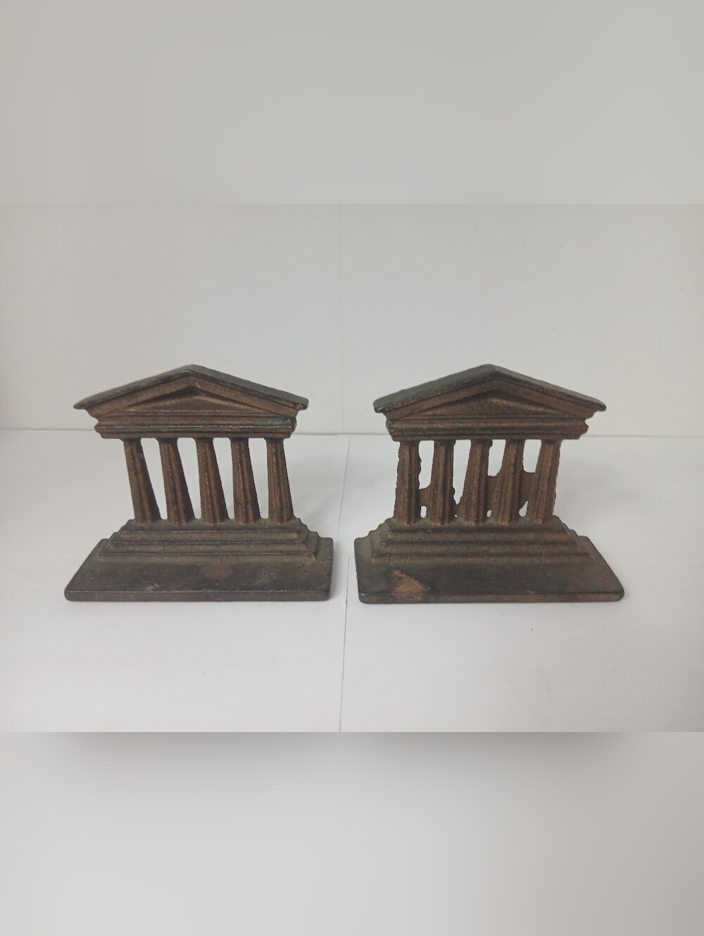 Antique-Style Brown Cast Iron Temple Bookends - Set of 2